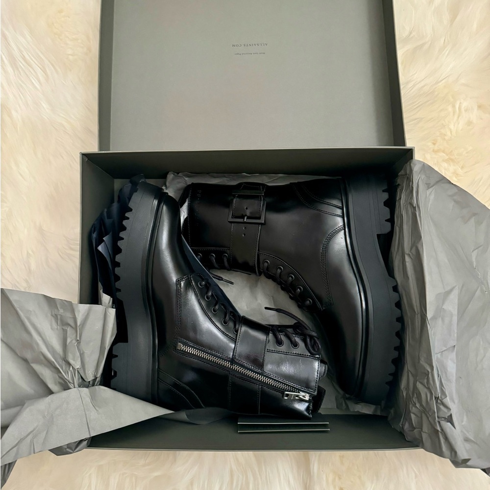 All Saints Brigade Black Combat Boots, 37 NEW